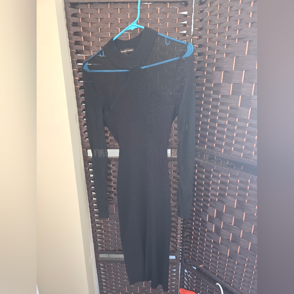 Chic Mesh Long Sleeve Sweater Dress